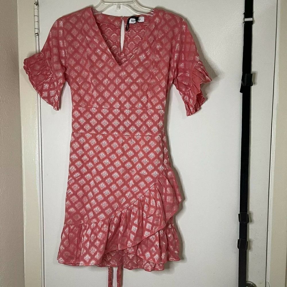 Glamorous pink ruffle tie mini dress size US 4